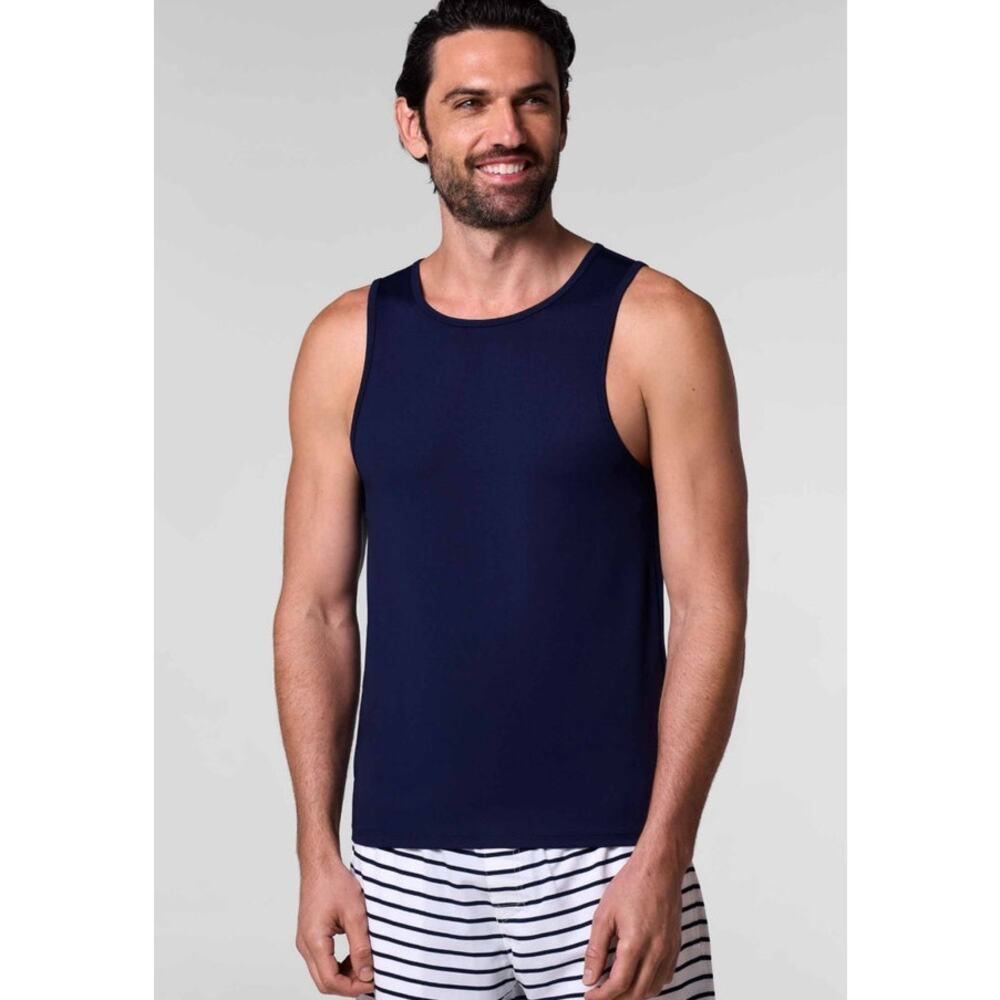 Coolibar Men’s XL Navy UPF 50+ Swim Tank Sun Protection Beach Top NWT